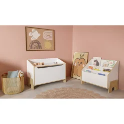 Commodes*CBA Meubles Albizia Bac à livres de Blanc / chêne