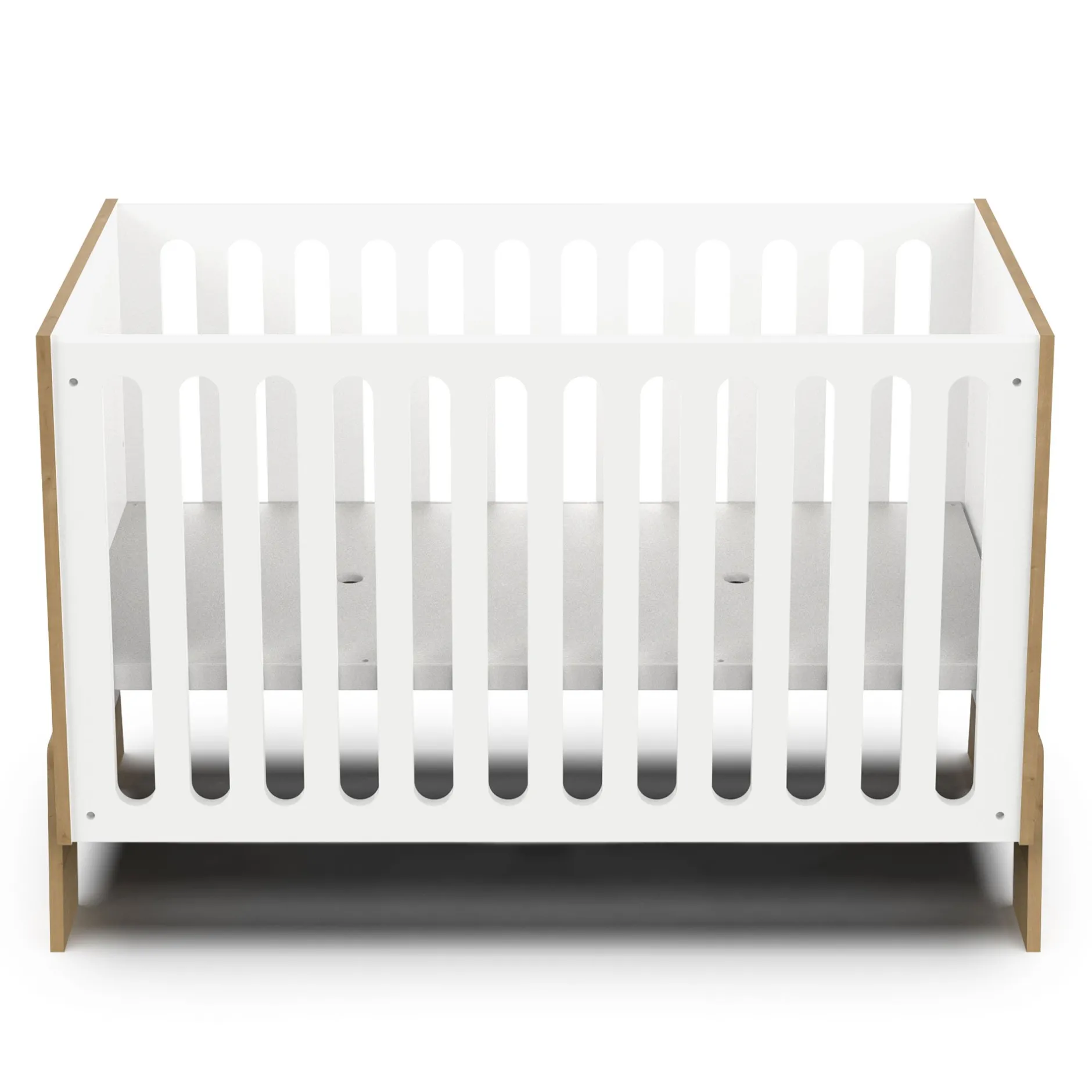 Lits 60X120 Non Évolutifs*CBA Meubles Albizia Lit bébé 60 x 120 cm de Blanc / chêne