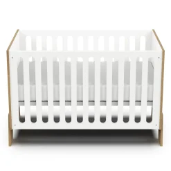 Lits 60X120 Non Évolutifs*CBA Meubles Albizia Lit bébé 60 x 120 cm de Blanc / chêne