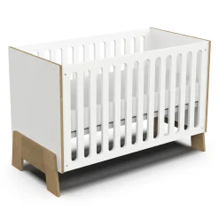 Lits 60X120 Non Évolutifs*CBA Meubles Albizia Lit bébé 60 x 120 cm de Blanc / chêne