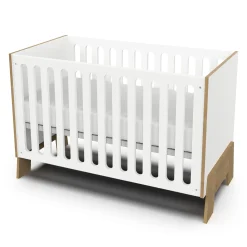 Lits 60X120 Non Évolutifs*CBA Meubles Albizia Lit bébé 60 x 120 cm de Blanc / chêne