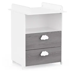 Commodes*CBA Meubles Aldina Commode à langer 2 tiroirs de Hudson - Blanc