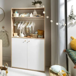 Armoires 2 Portes*Sauthon Baby's Sweet Home Alice Armoire dressing de Blanc et bois