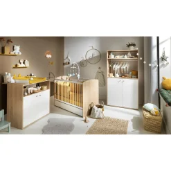 Armoires 2 Portes*Sauthon Baby's Sweet Home Alice Armoire dressing de Blanc et bois