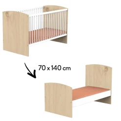 Lits 70X140 Évolutifs*Sauthon Baby's Sweet Home Alice Lit bébé évolutif 70 x 140 cm de Blanc et bois