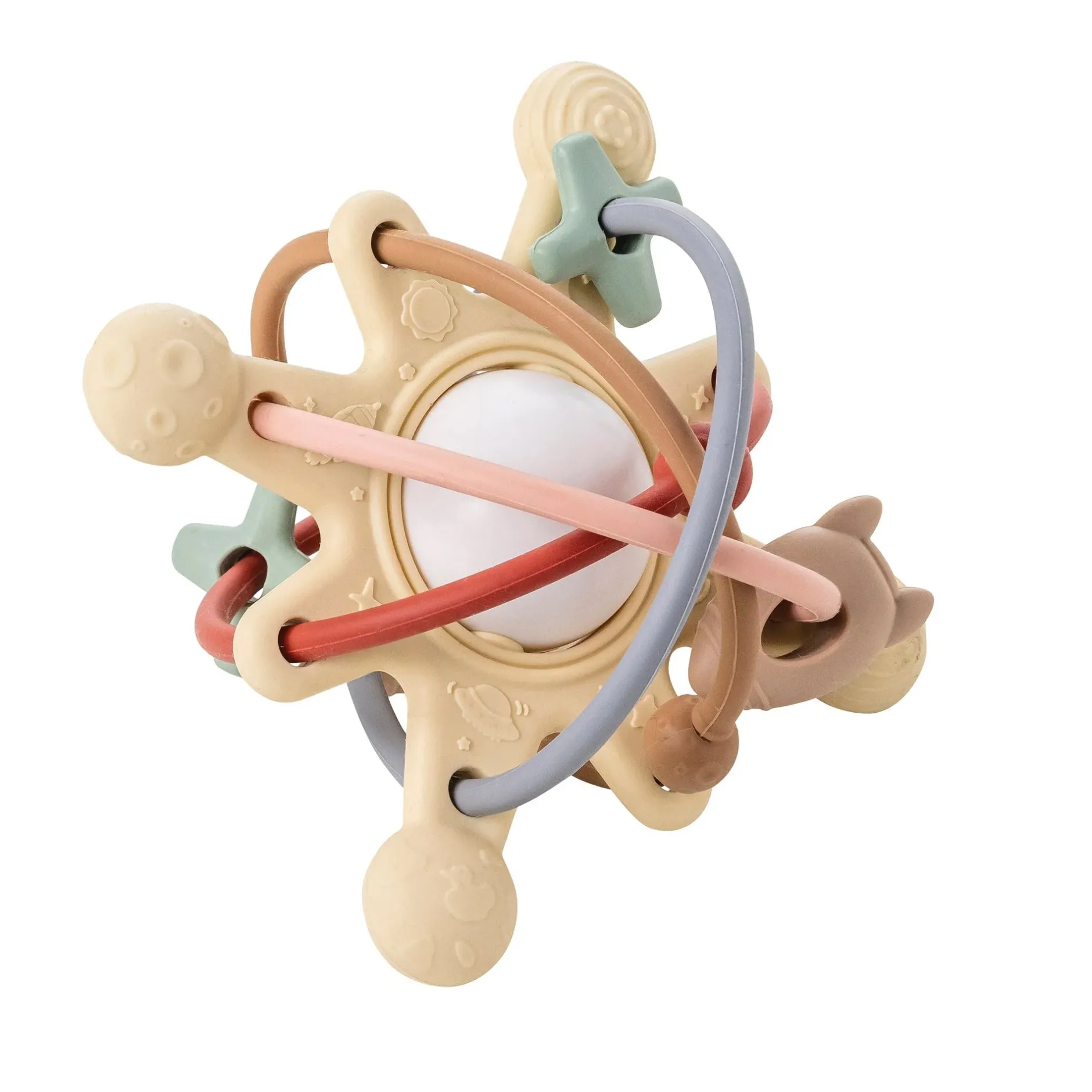 Autres Jouets D'Éveil|Anneaux De Dentition*Nattou Anneau de dentition avec hochet Galaxy Silicone de Beige