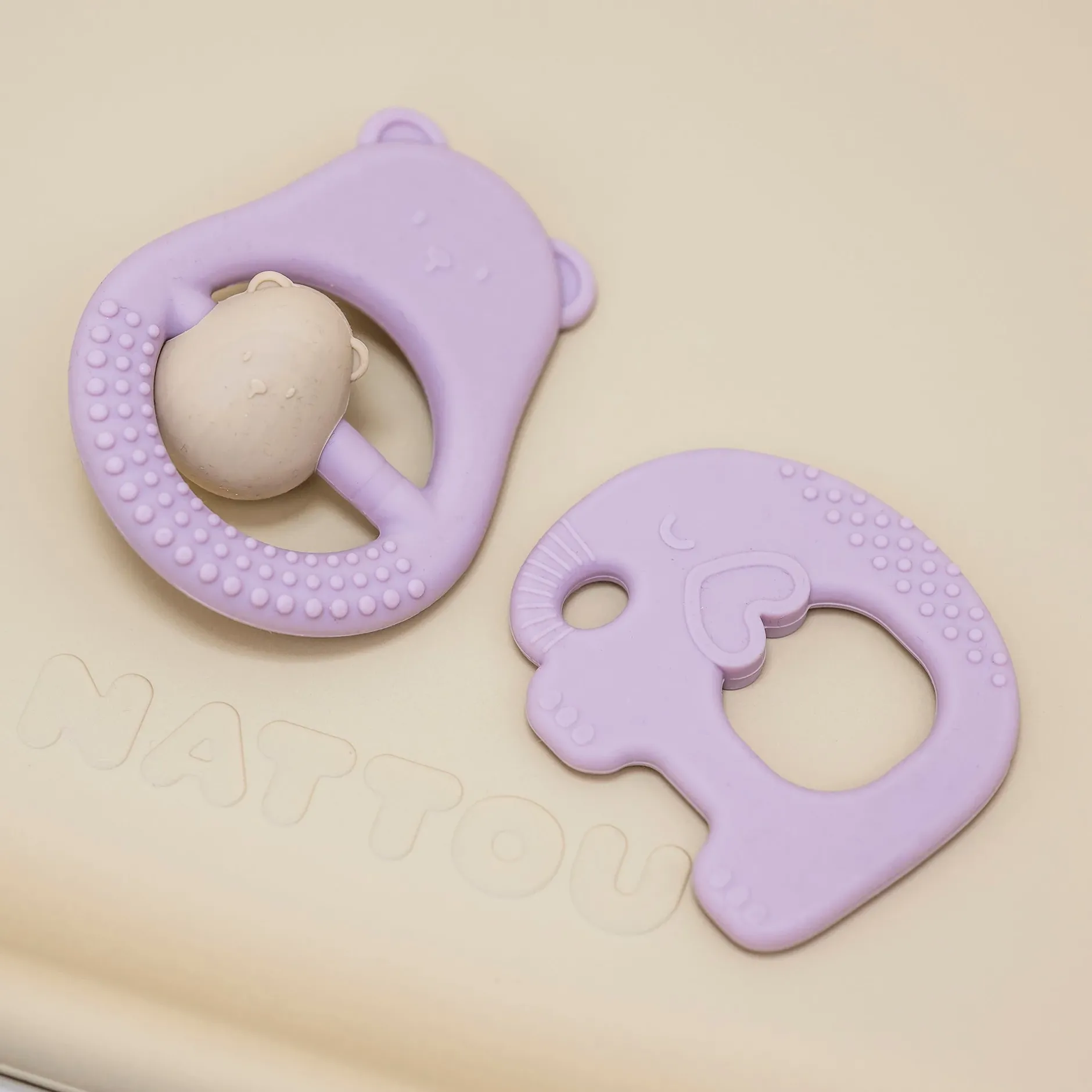 Anneaux De Dentition*Nattou Anneau de Dentition Maman et Enfant en silicone 15 cm de Lilas