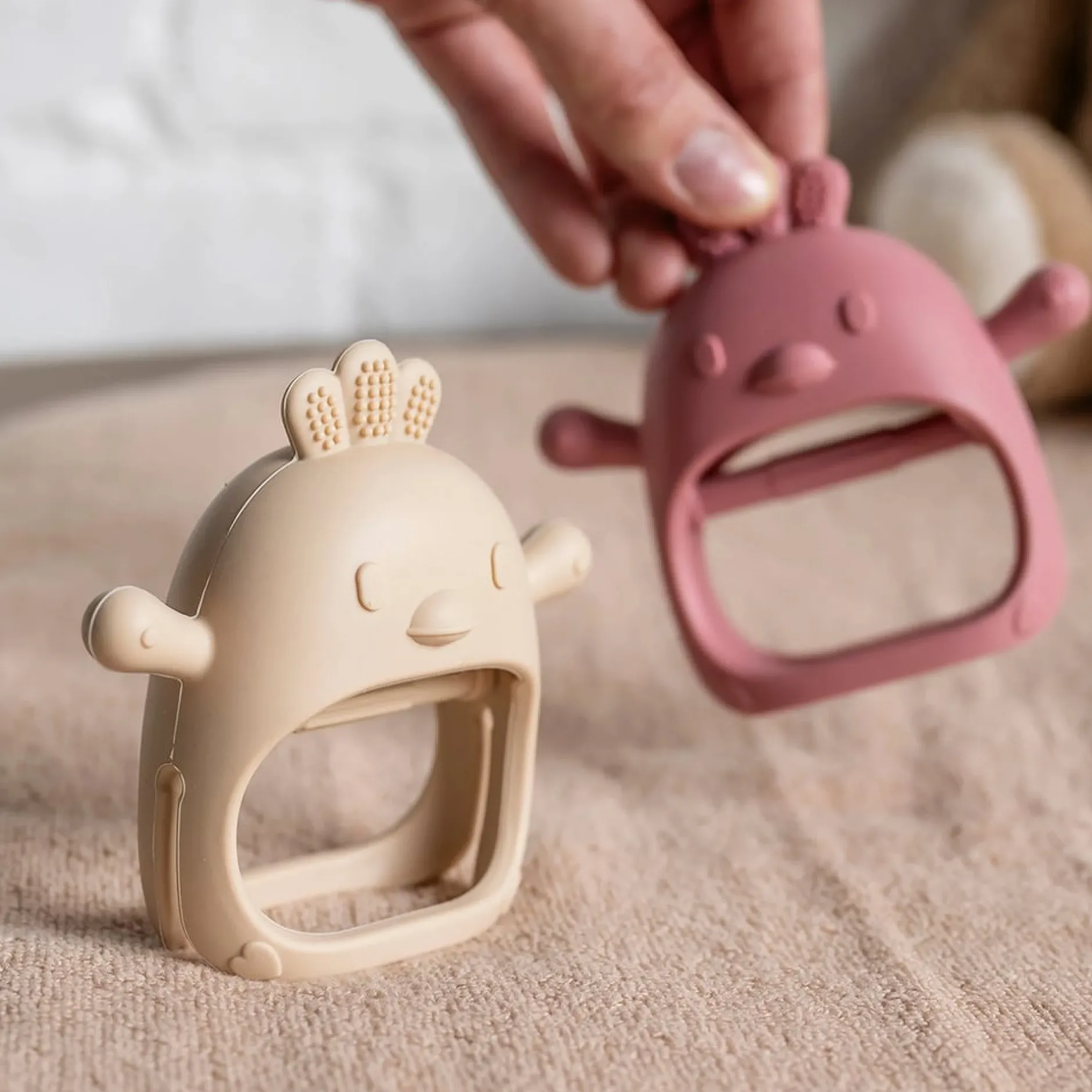 Anneaux De Dentition*Nattou Anneau de dentition moufle en silicone de Vieux rose