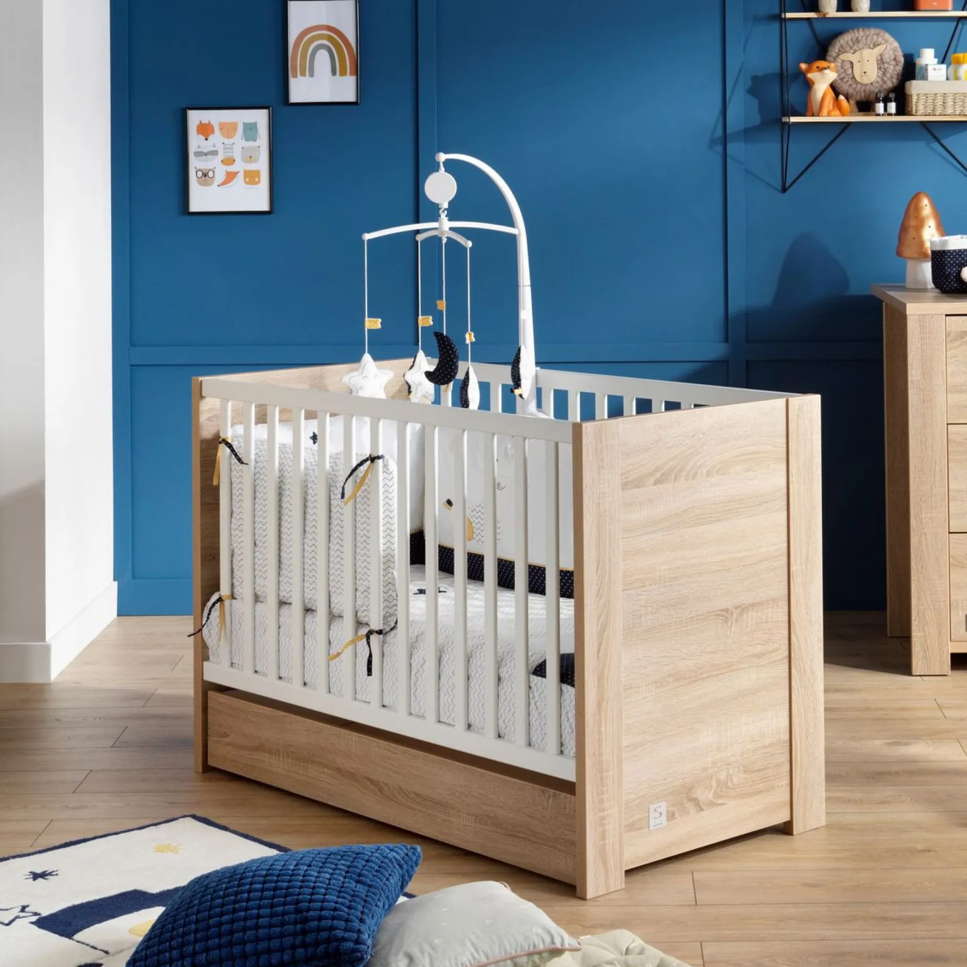 Lits 60X120 Non Évolutifs*Sauthon Baby's Sweet Home Antonin Lit Bébé 60 x 120 cm de Bois