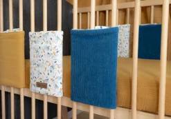 Tours De Lit*Domiva Au fil de l'eau Tour de Barreaux de Feuilles / Indigo /Caramel