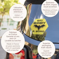 Signalisation|Tout Pour Vos Trajets*Irréversible Autocollant bébé à bord de Bat Baby
