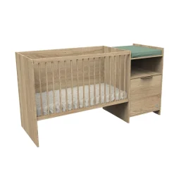 Ensembles Évolutifs*Sauthon Baby's Sweet Home Azur Lit combiné transformable de Chêne doré