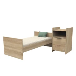 Ensembles Évolutifs*Sauthon Baby's Sweet Home Azur Lit combiné transformable de Chêne doré