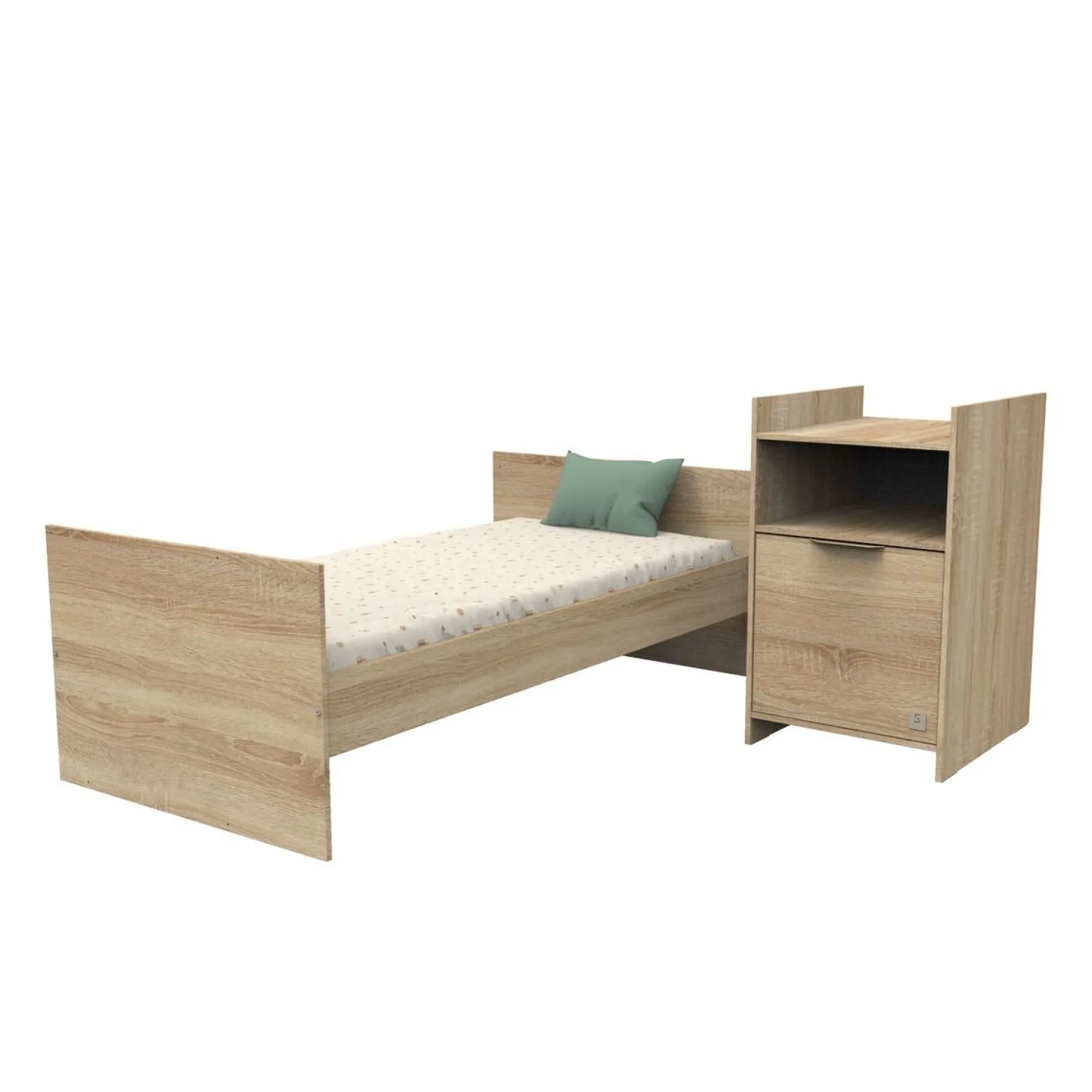 Ensembles Évolutifs*Sauthon Baby's Sweet Home Azur Lit combiné transformable de Chêne doré