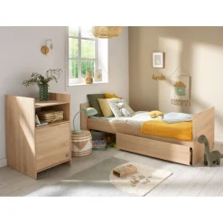 Ensembles Évolutifs*Sauthon Baby's Sweet Home Azur Lit combiné transformable de Chêne doré