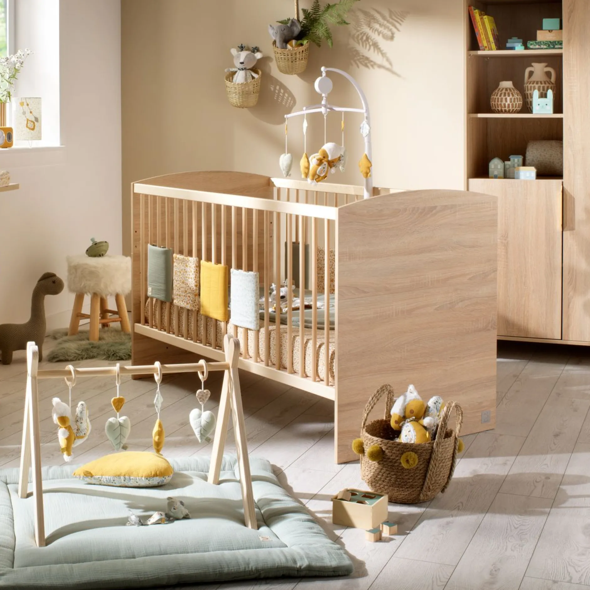 Lits 70X140 Évolutifs*Sauthon Baby's Sweet Home Azur Lit évolutif 70 x 140 cm de Chêne doré