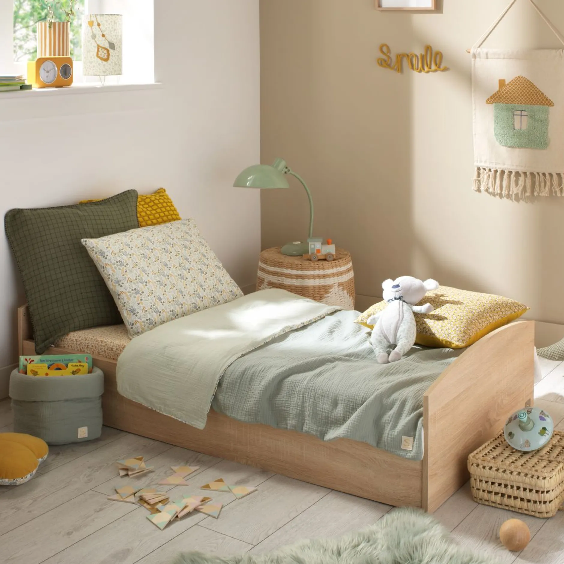 Lits 70X140 Évolutifs*Sauthon Baby's Sweet Home Azur Lit évolutif 70 x 140 cm de Chêne doré