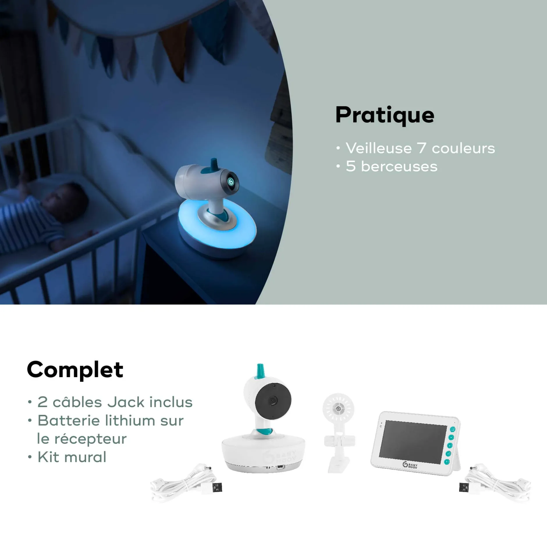 Babyphones*Babymoov Babyphone vidéo motorisé 360° YOO Moov de