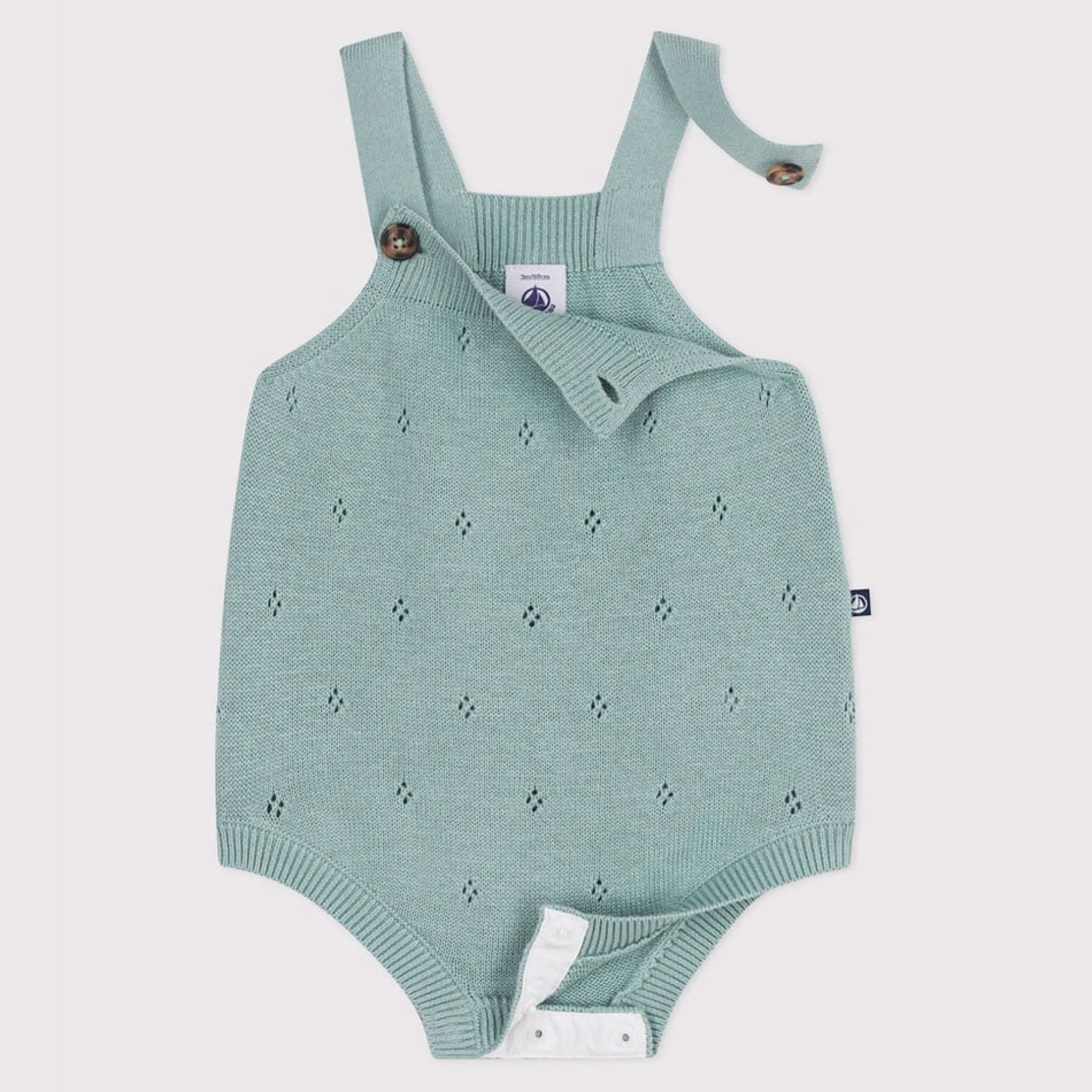 Combinaisons, Salopettes|Combinaisons, Salopettes*Petit Bateau Barboteuse bébé en tricot à point fantaisie à bretelles de