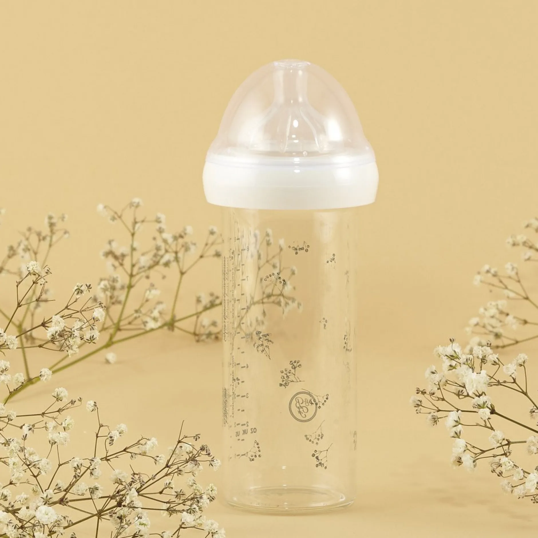 Biberons Verre*Le Biberon Français Biberon en verre 240 ml de Gypsophile Vert