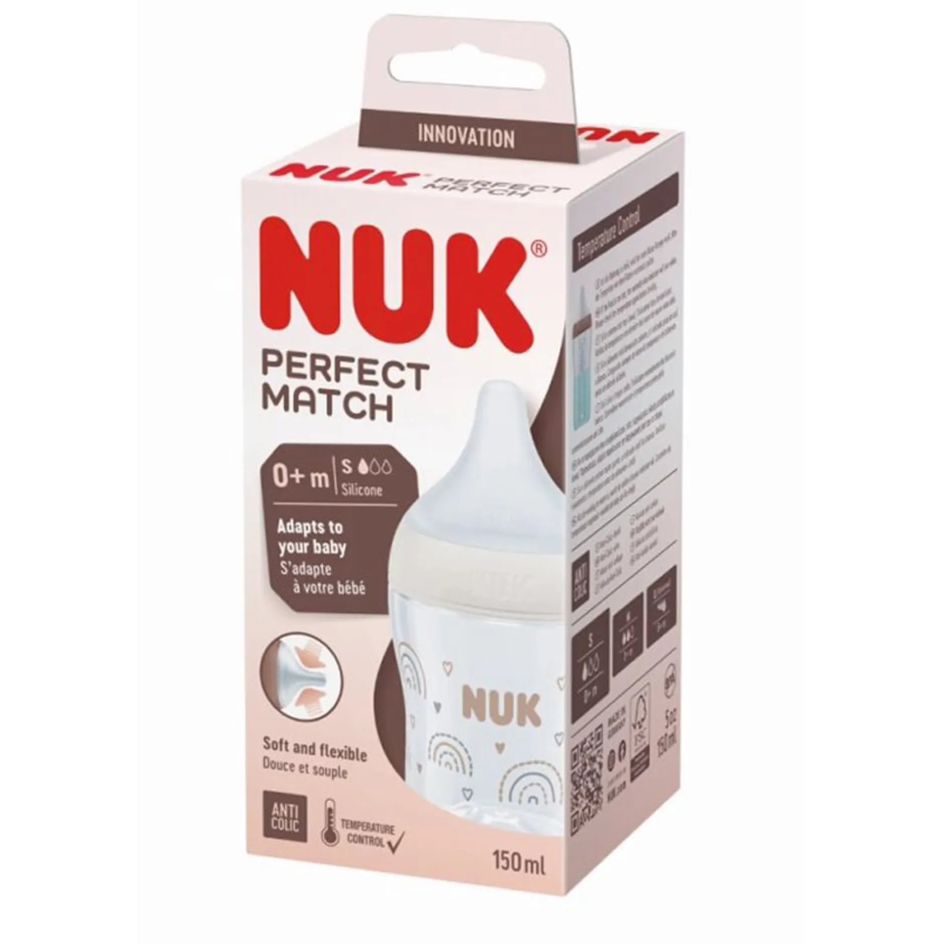 Biberons Pp (Polypropylène)*Nuk Biberon PP Perfect Match 150 ml de Arc-en-ciel
