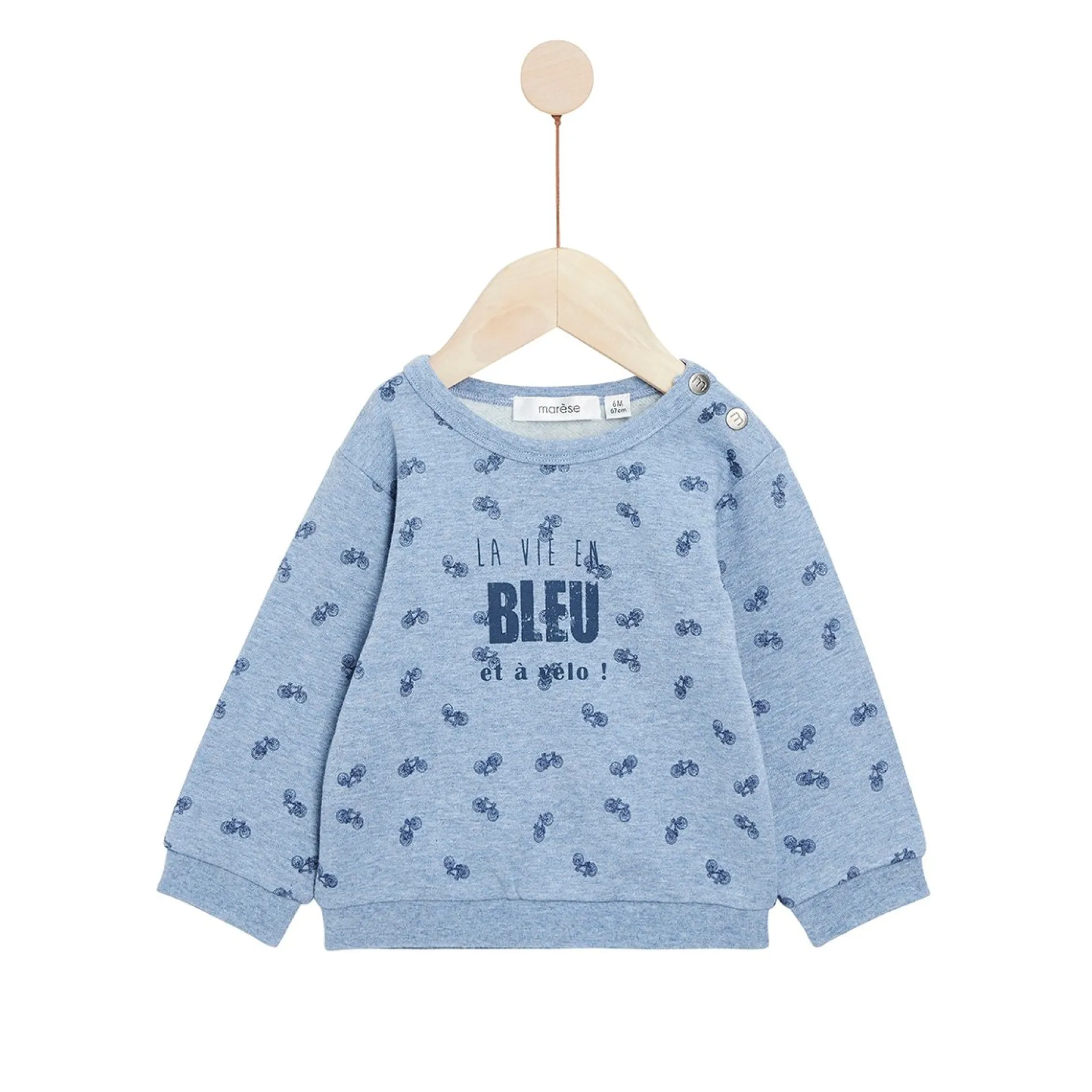 Gilets, Pulls*Marèse Bleu Château Sweat en molleton de Print Vélo