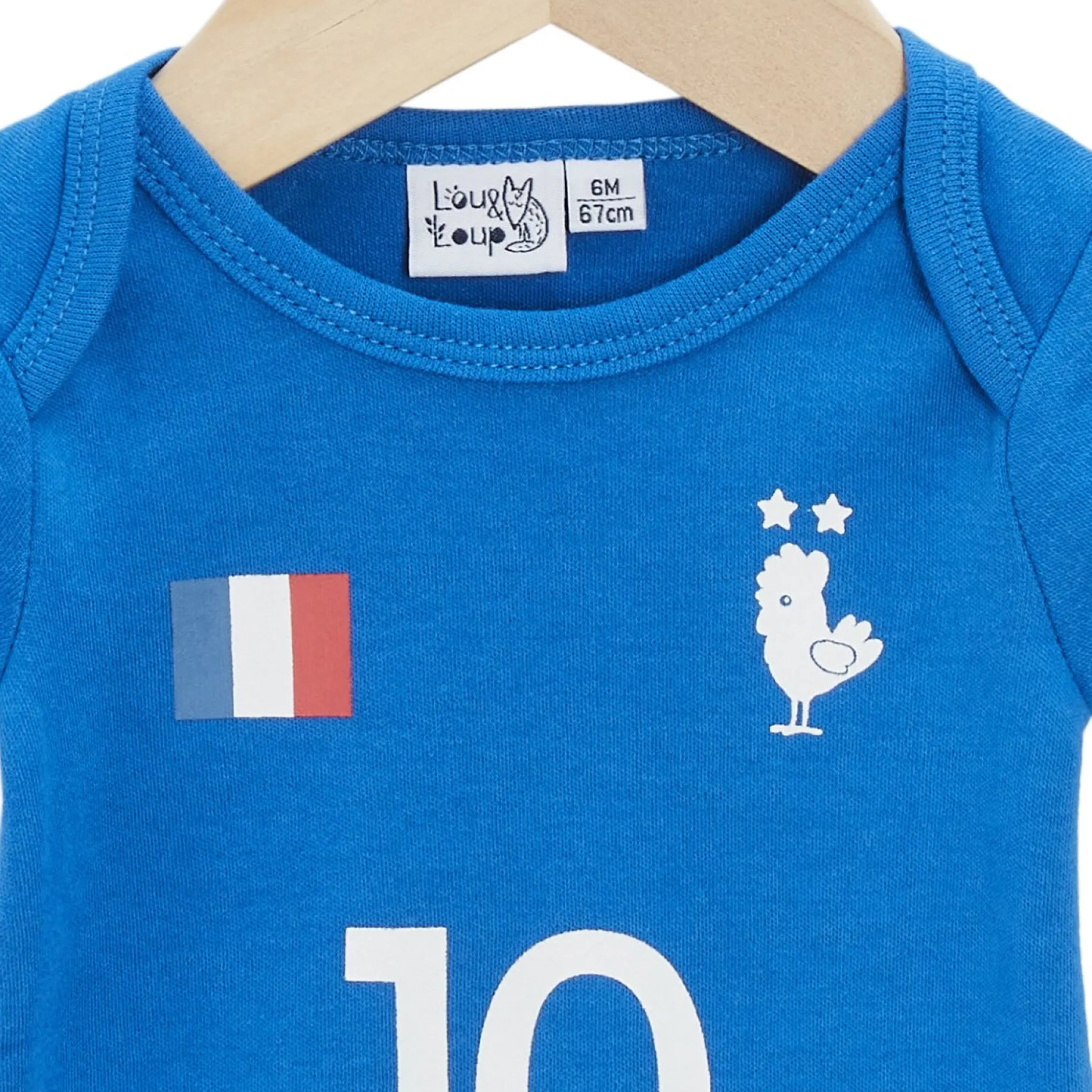 Bodies|Bodies*Lou & Loup Body à manches courtes Foot France 12 mois de Bleu