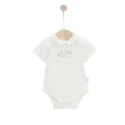 Bodies*P'tit bisou Body à manches courtes Trousseau Mon Chaton de Écru Poudre