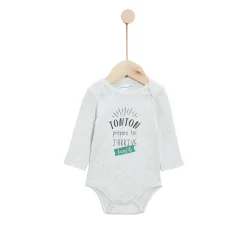 Bodies|Bodies*P'tit bisou Body Annonce de Grossesse à Tonton de Gris chiné