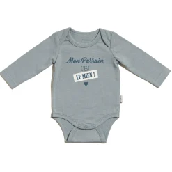 Bodies*P'tit bisou Body Annonce Manches Longues Parrain de Bleu Sky Powder