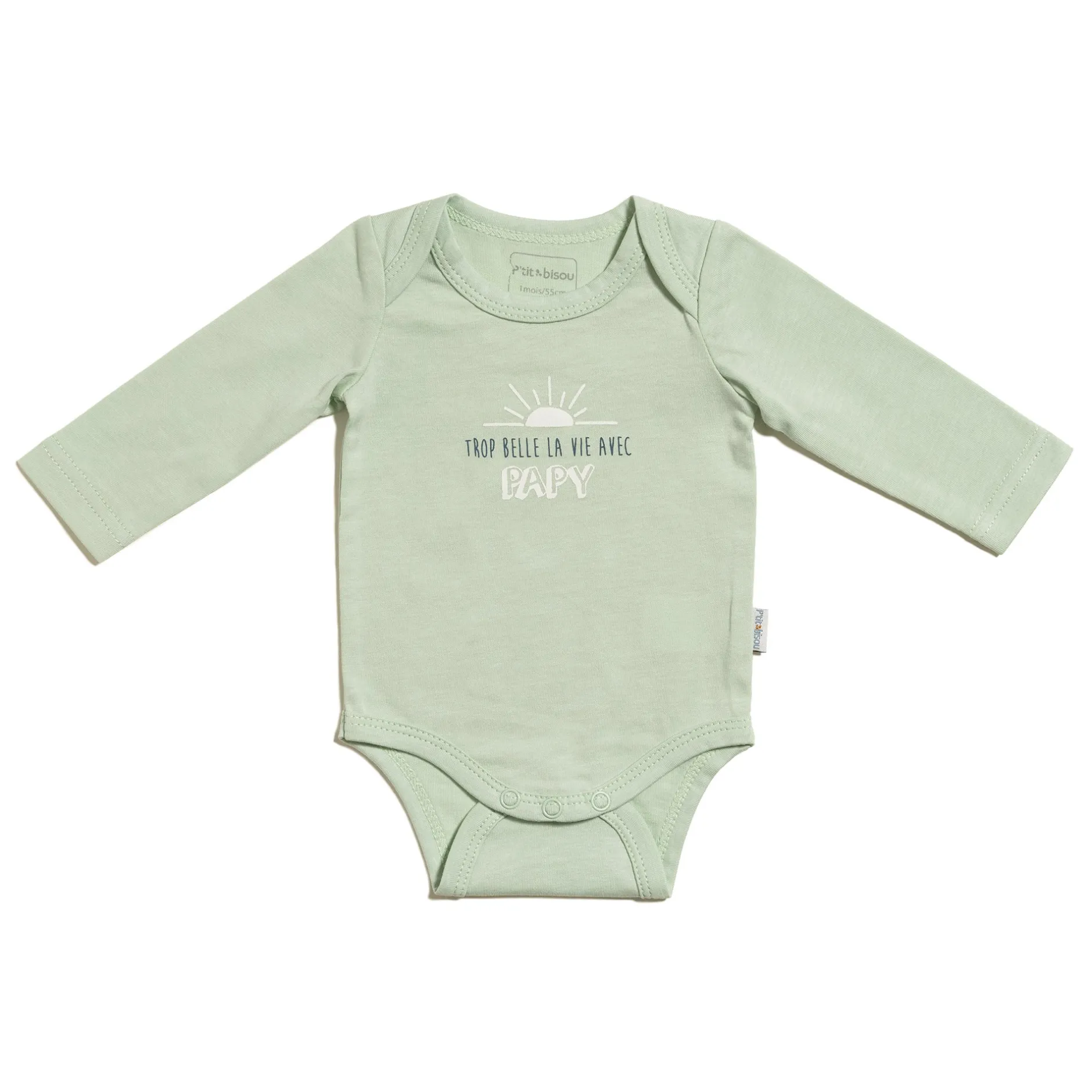 Bodies|Bodies*P'tit bisou Body Annonce Manches Longues Papy de Vert Cloud