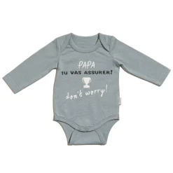 Bodies*P'tit bisou Body Annonce Manches Longues Papa de Bleu Sky Powder