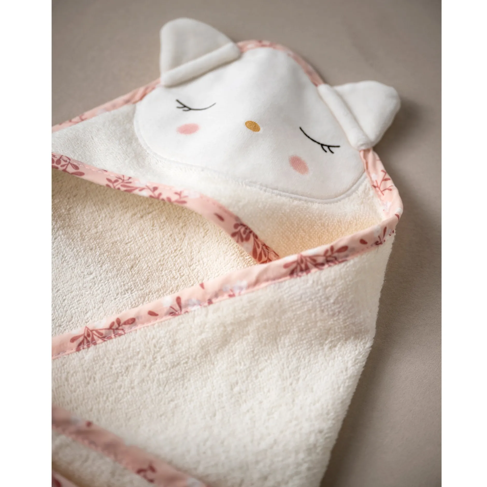 Sorties De Bain*Petit à petit Bonne nuit les chatons Cape de bain en éponge 75 x 75 cm de Ecru Nuage