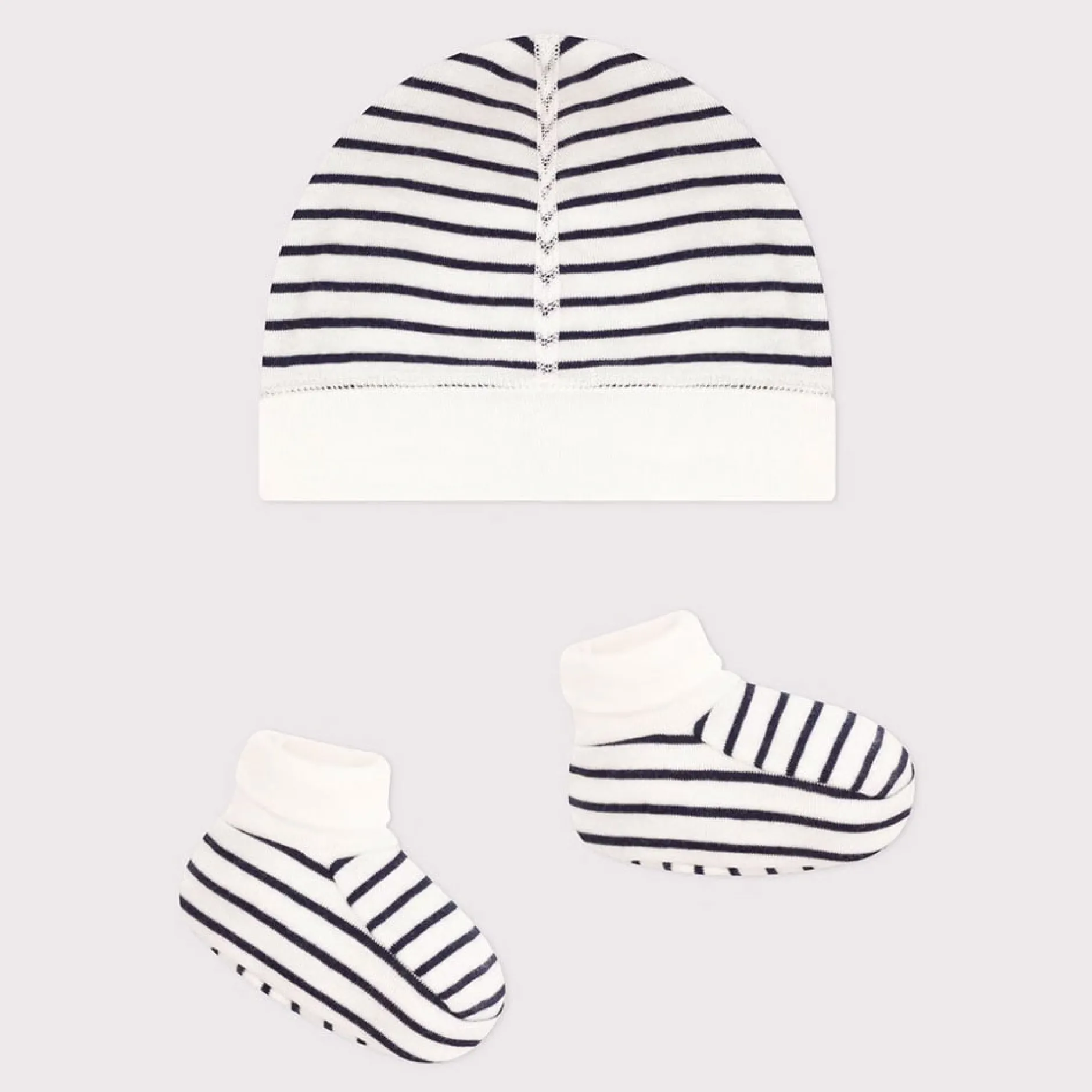 Bonnets, Moufles, Chaussons|Vêtements Naissance*Petit Bateau Bonnet + chausson en coton de Marinière