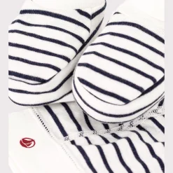 Bonnets, Moufles, Chaussons|Vêtements Naissance*Petit Bateau Bonnet + chausson en coton de Marinière