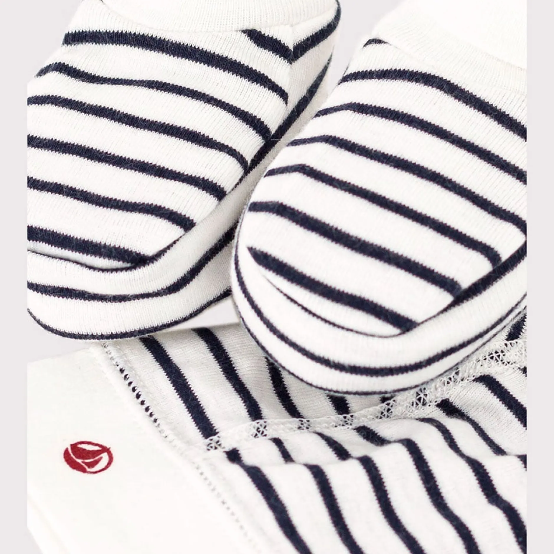 Bonnets, Moufles, Chaussons|Vêtements Naissance*Petit Bateau Bonnet + chausson en coton de Marinière