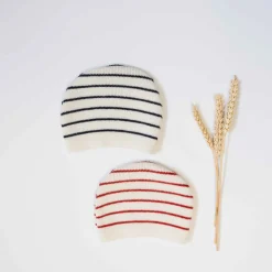Chapeaux, Bonnets, Écharpes|Chapeaux, Bonnets, Écharpes*La Manufacture de Layette Bonnet rayé Petits Marins de Ecru/rose