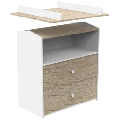 Commodes*Sauthon Baby's Sweet Home Cabanon Commode 2 tiroirs 1 niche de Blanc