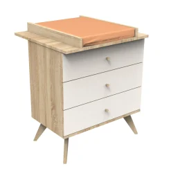 Commodes*Sauthon Baby's Sweet Home Camille Commode 3 tiroirs de Crème Chêne Doré