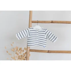 Collection Tricot|Vêtements Naissance*P'tit bisou Cardigan de Écru / Marine