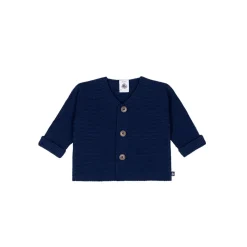 Gilets, Pulls|Gilets, Pulls, Cardigans*Petit Bateau Cardigan bébé tricot point mousse en coton 6 mois de Bleu médiéval
