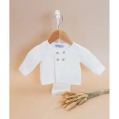 Vêtements Naissance*La Manufacture de Layette Cardigan en coton de Blanc