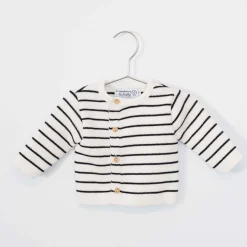 Vêtements Naissance*La Manufacture de Layette Cardigan Petits Marins de Ecru/Marine