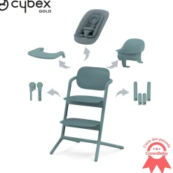 Balancelles|Chaises Hautes Évolutives*CYBEX Chaise haute Lemo 4-en-1 de Stone Blue