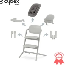 Balancelles|Chaises Hautes Évolutives*CYBEX Chaise haute Lemo 4-en-1 de Suede Grey