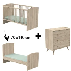 Commodes|Lits 70X140 Évolutifs* Chambre Access Duo : lit évolutif 70 x 140 + commode de Sauthon Baby's Sweet Home