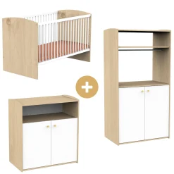 Commodes|Lits 70X140 Évolutifs* Chambre Alice : Lit 70x140 cm + Armoire + Commode de Sauthon Baby's Sweet Home