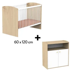 Lits 60X120 Non Évolutifs|Commodes* Chambre Alice Duo : Lit 60 x 120 cm + Commode de Sauthon Baby's Sweet Home