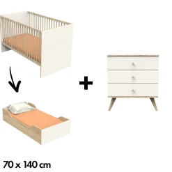 Commodes|Lits 70X140 Évolutifs* Chambre Camille : Lit évolutif 70 x140 + Commode de Sauthon Baby's Sweet Home