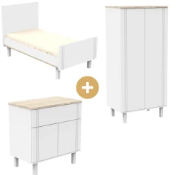 Commodes|Lits 70X140 Évolutifs* Chambre Eléonore : Lit évolutif 70 x 140 cm + Armoire + Commode de Sauthon Baby's Sweet Home
